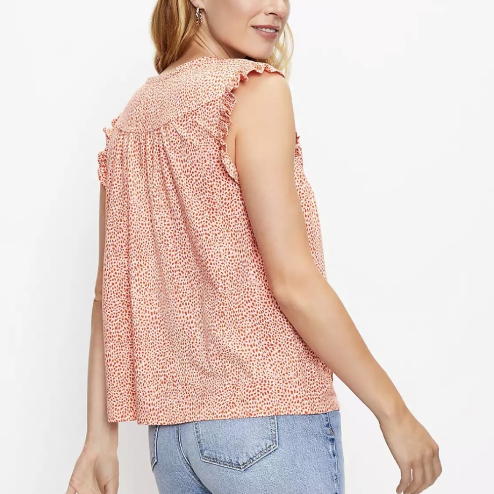 NWT Loft Ruffle Henley Top - Picture 6 of 6